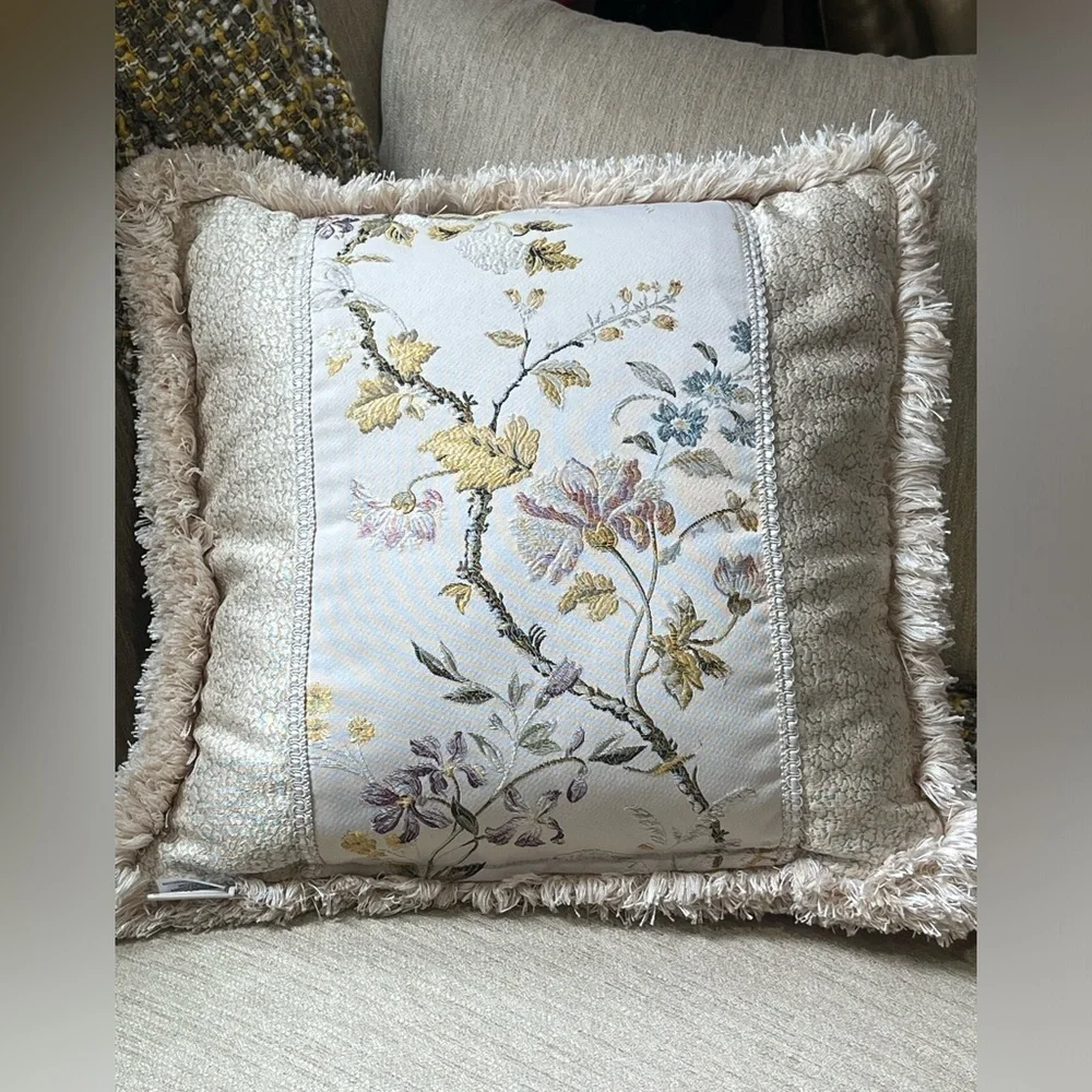 Waterford Cream and Gold Textured THROW Pillow 17”X17”